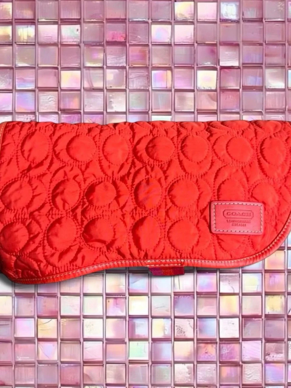 Coach Quilted Clutch in Vibrant Red - Picture 1 of 7